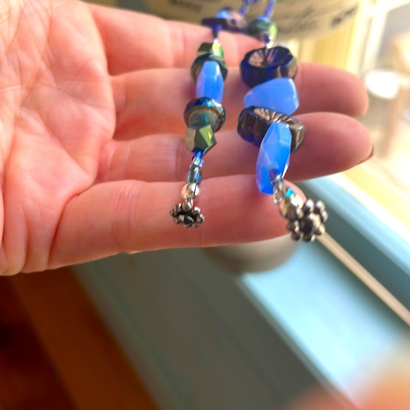 Vintage Cobalt and Black Art Deco Necklace with matching earrings - Picture 4 of 6